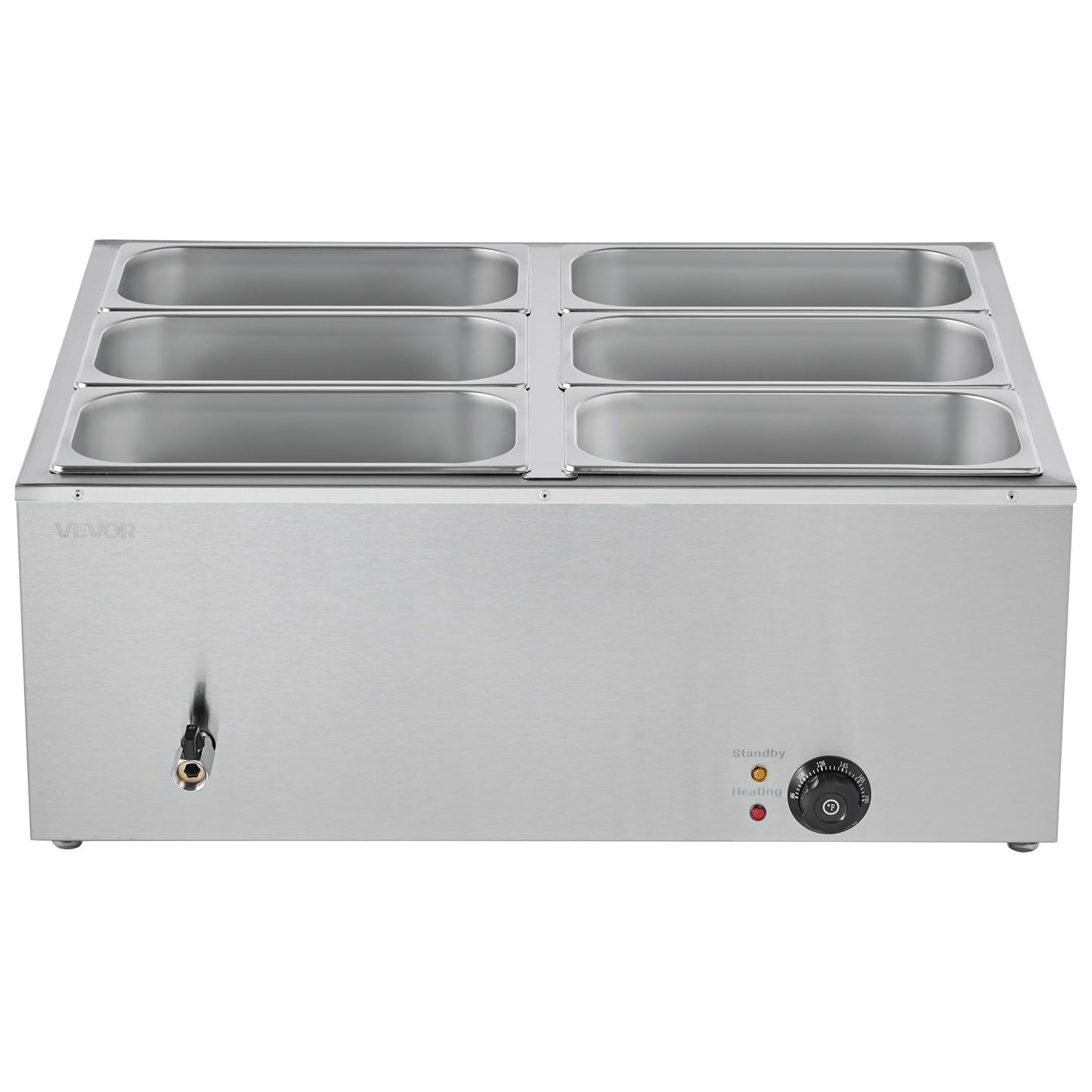 Commercial Food Warmer 6-Pan 1500W Countertop Buffet Bain Marie With Lid