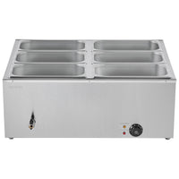 Commercial Food Warmer 6-Pan 1500W Countertop Buffet Bain Marie With Lid