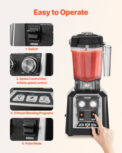 68 Oz 1400W Blender For Smoothies Food Processing Blender For Kitchen